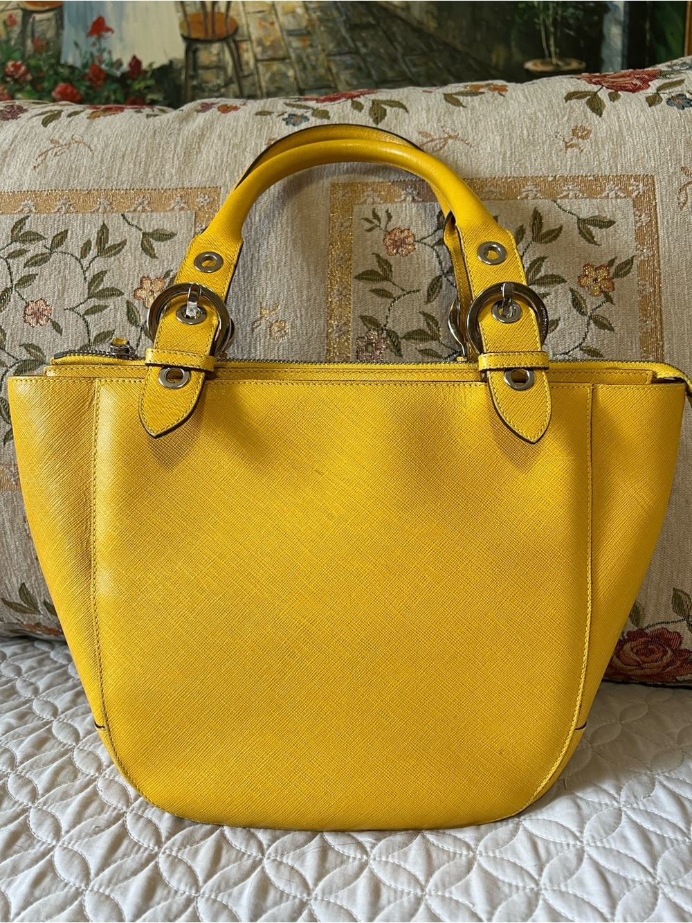 Salvatore Ferragamo Bright Yellow Saffiano Leather Tote